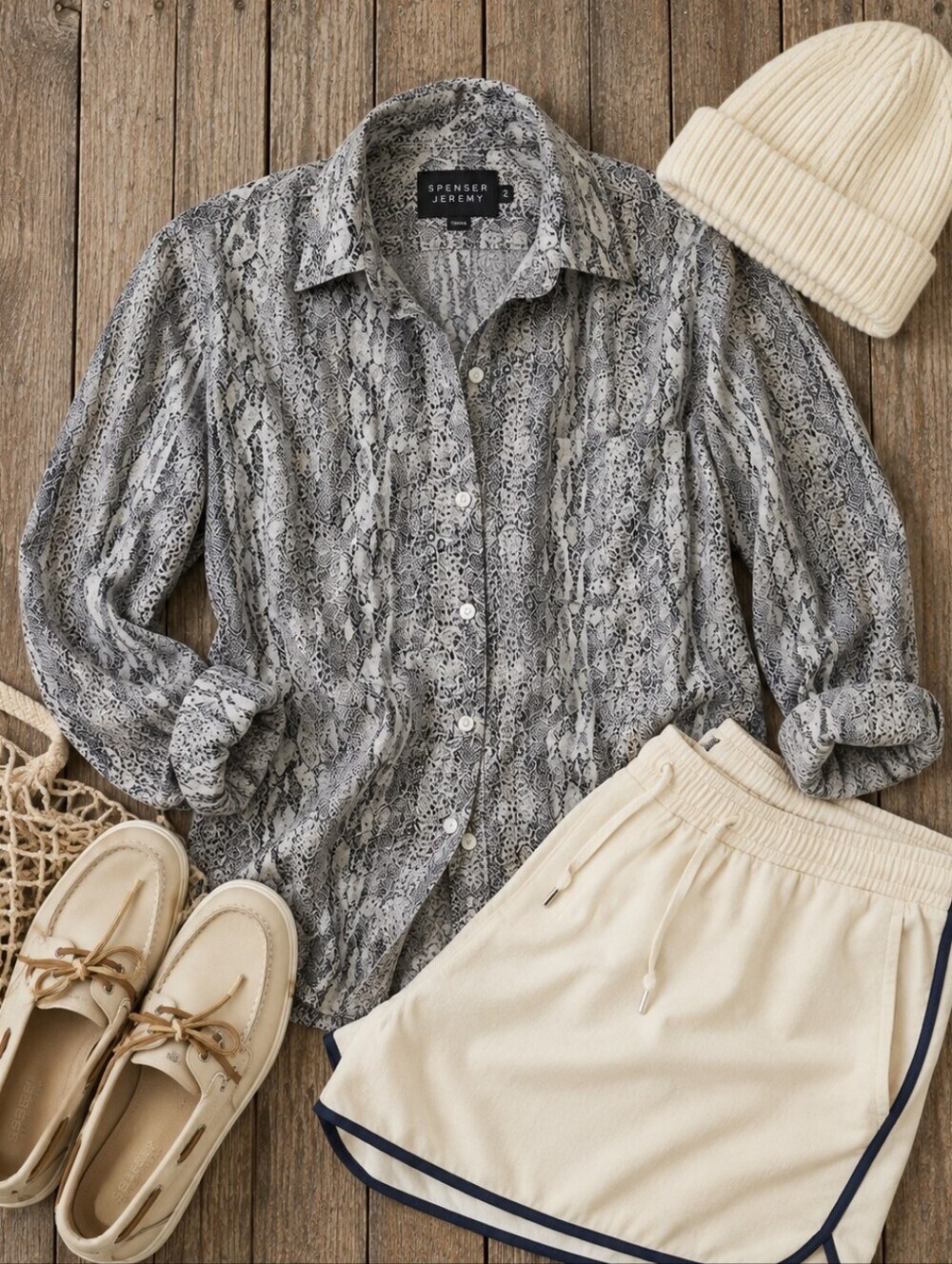 Spencer Jeremy Gray Black Snake Print Button Down Shirt | Coastal Fisherman